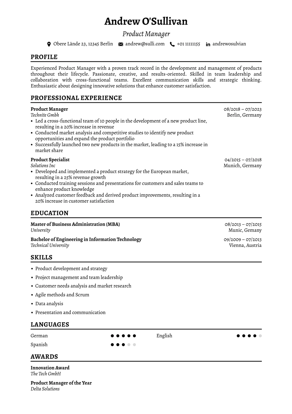 Modèle de CV 5