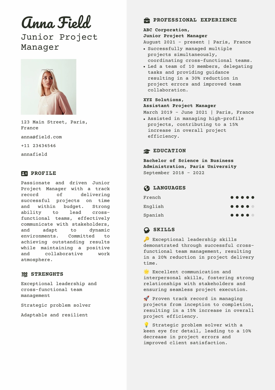 Modèle de CV 8