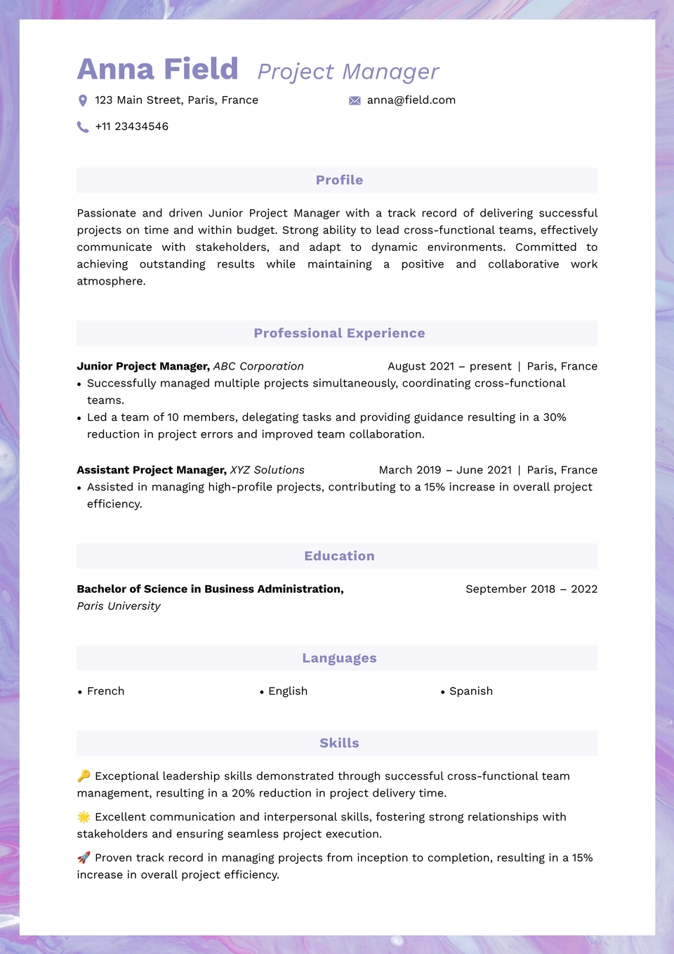 Modèle de CV 18